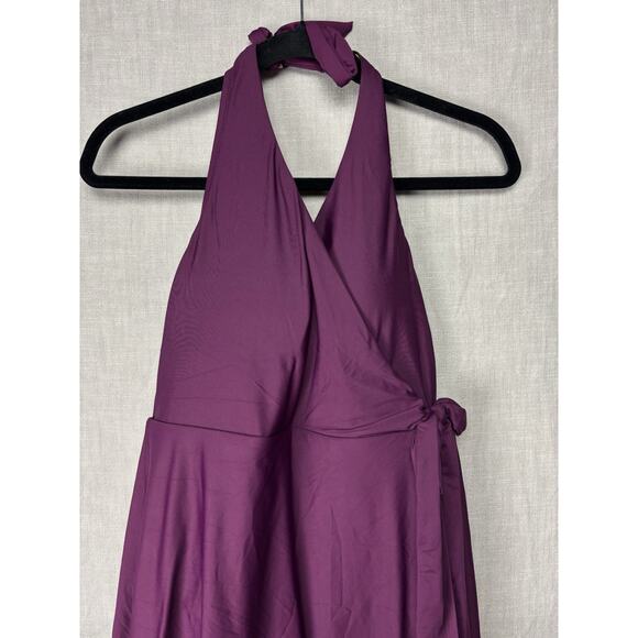 J. Crew Women's 12 One-Piece Halter Wrap Swimsuit Swimdress Burgundy Purple - Picture 3 of 9